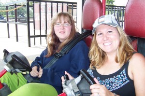 Cassie and Summer go carts