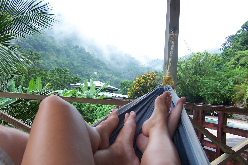 Relaxing in a hammock