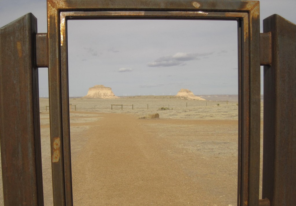 Cropped Window Scene of Buttes