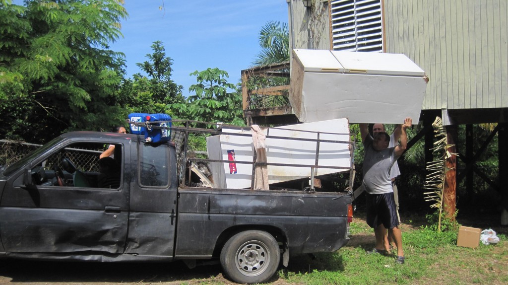 Loading the Fridge on the truck