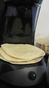 tortillas on coffee pot
