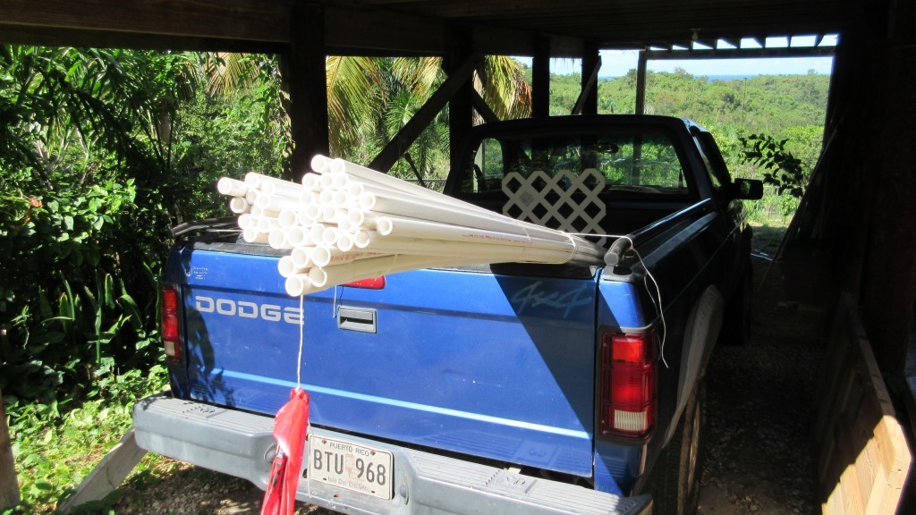 Truck with pipe