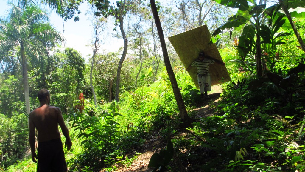 Carrying materials through the forest