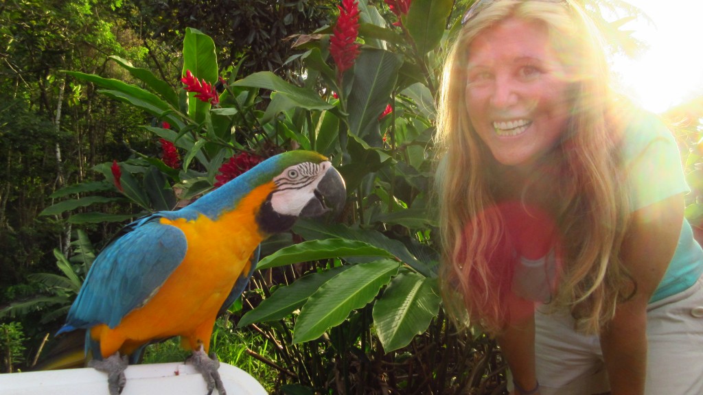 Cassie and parrot