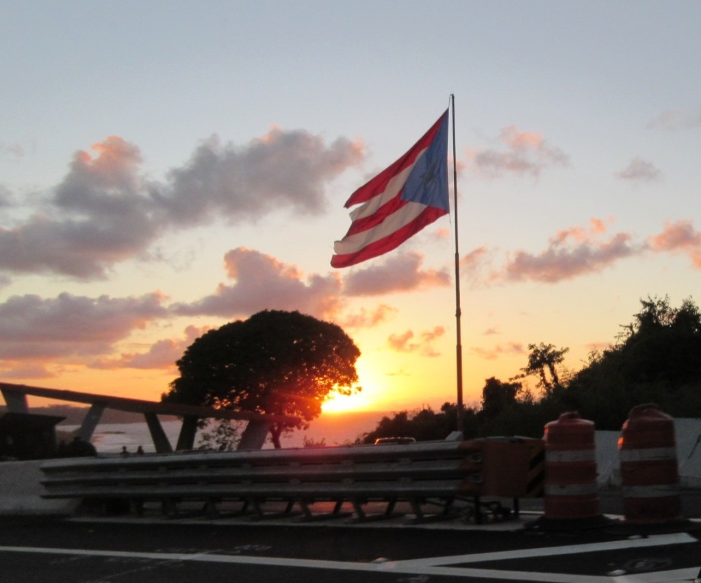 Sunset and flag