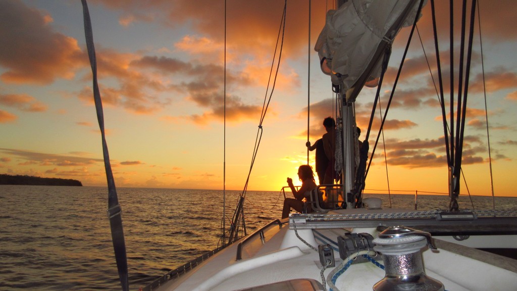 Sunset on boat